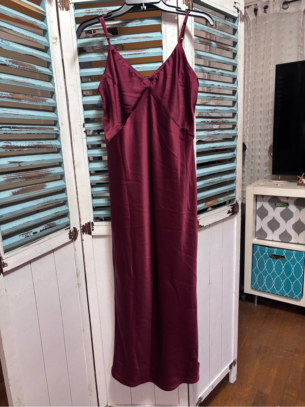 A NEW DAY Burgundy Satin Slip Maxi Dress